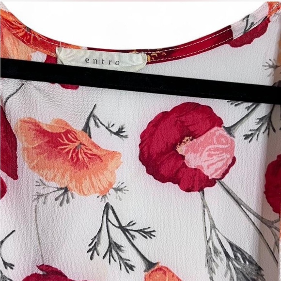 Entro Floral Kimono Cardigan OSFM Pink Red Orange Boho Summer Layer - Picture 3 of 4